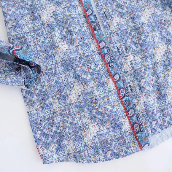 Jermyn and Bond "Modern Fit" Paint Splash  Button Up Long Sleeve Shirt - Picture 8 of 11